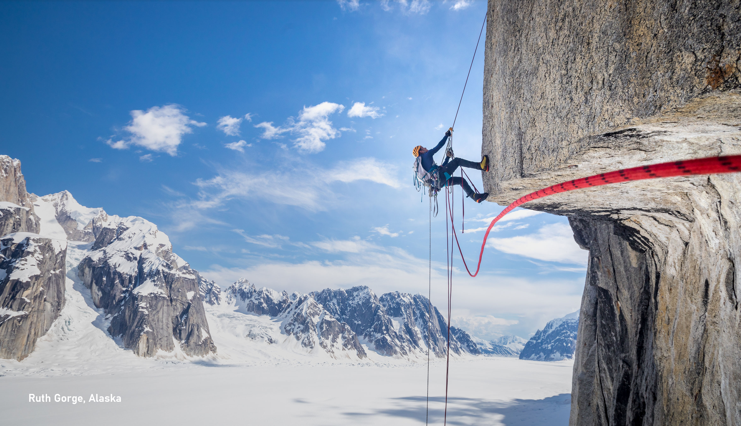 Alastair climbing in the Ruth Gorge, Alaska