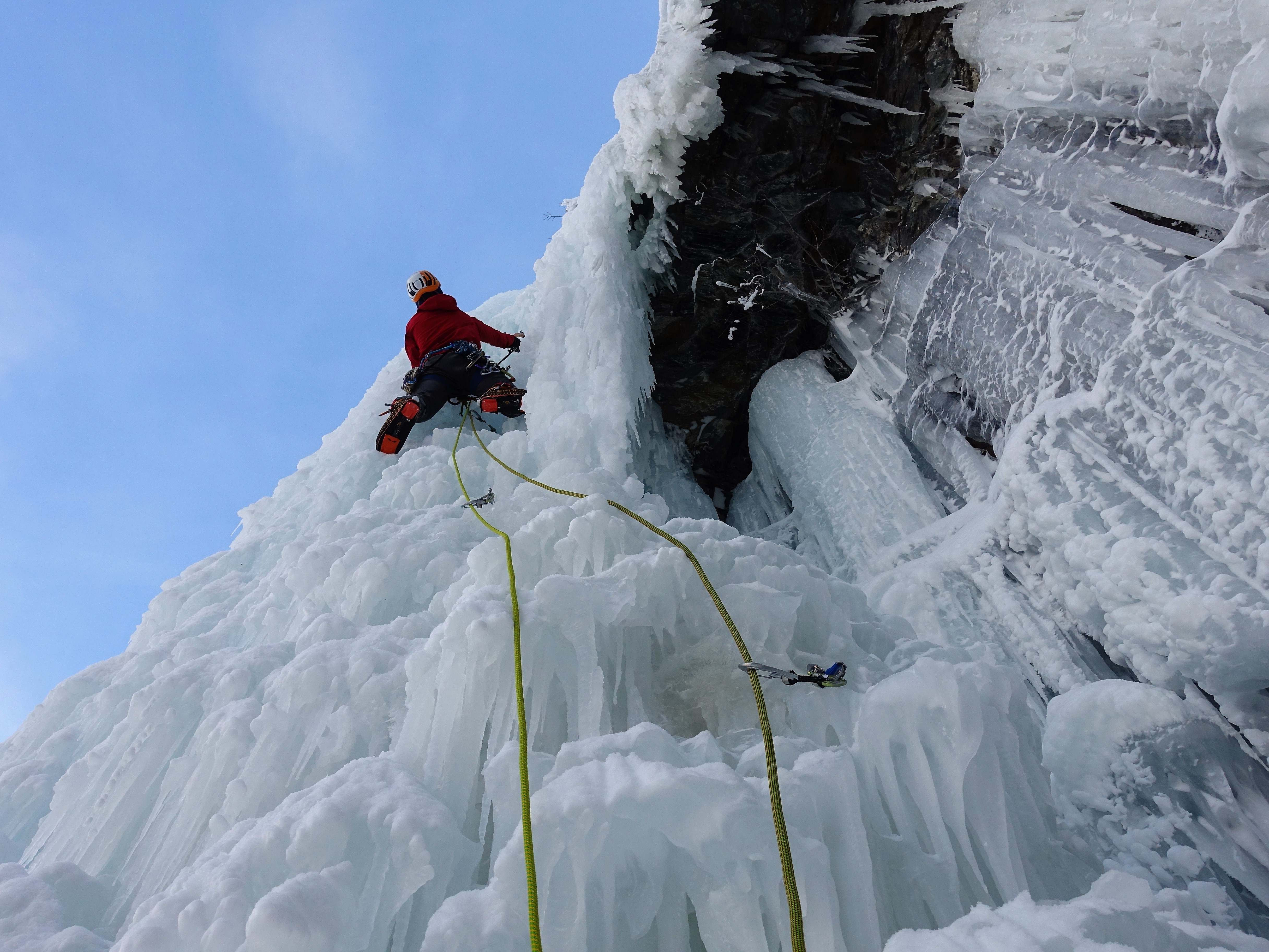 Alastair leading an alpine ice route